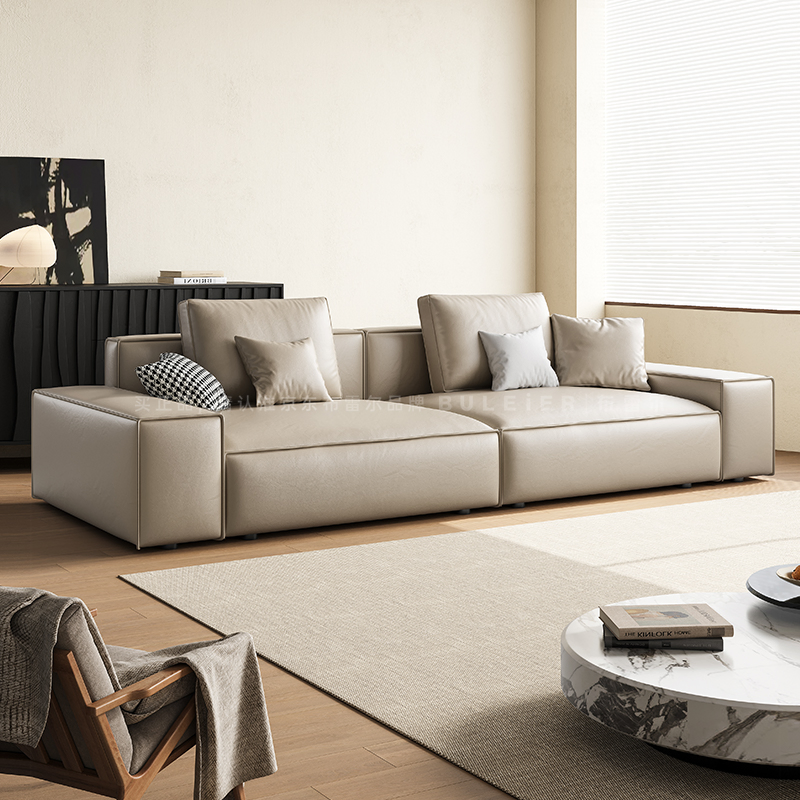 Simple Modern Living Room Function Luxury Large Apartment L-Shaped Corner Leather Sofa