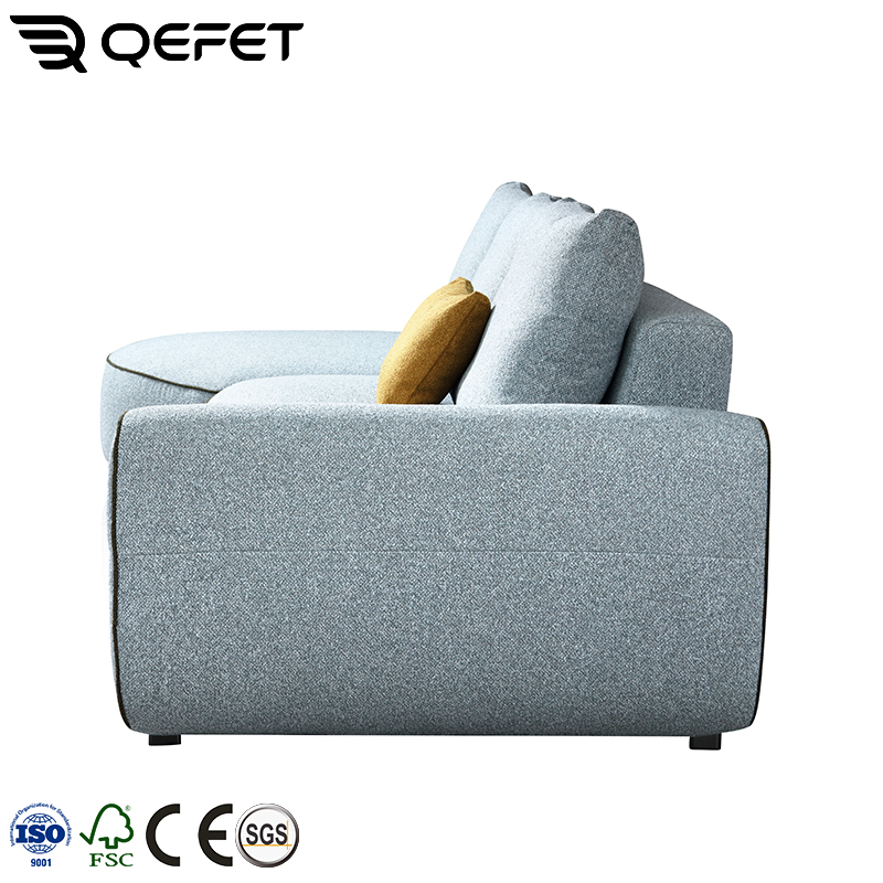 Wholesale Milan Creative Corner L-Shaped Fabric Sofas Living Room Hotel Furntiue Straight Row Backrest Three-Seat Snail Couch