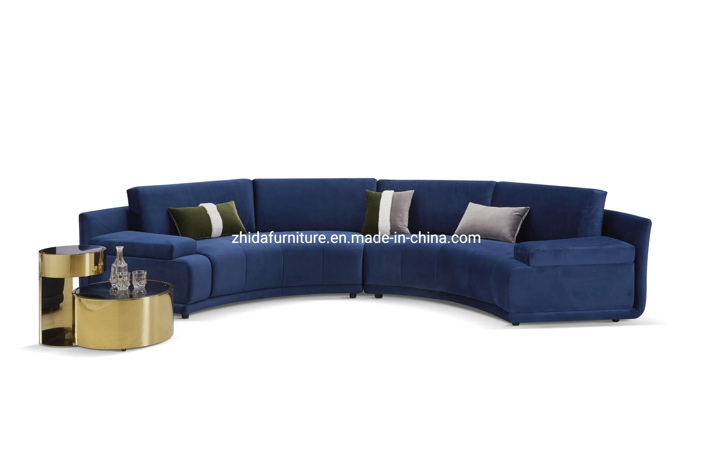 Luxury Home Living Room Furniture Modular Curved Velvet Sofa Sectional