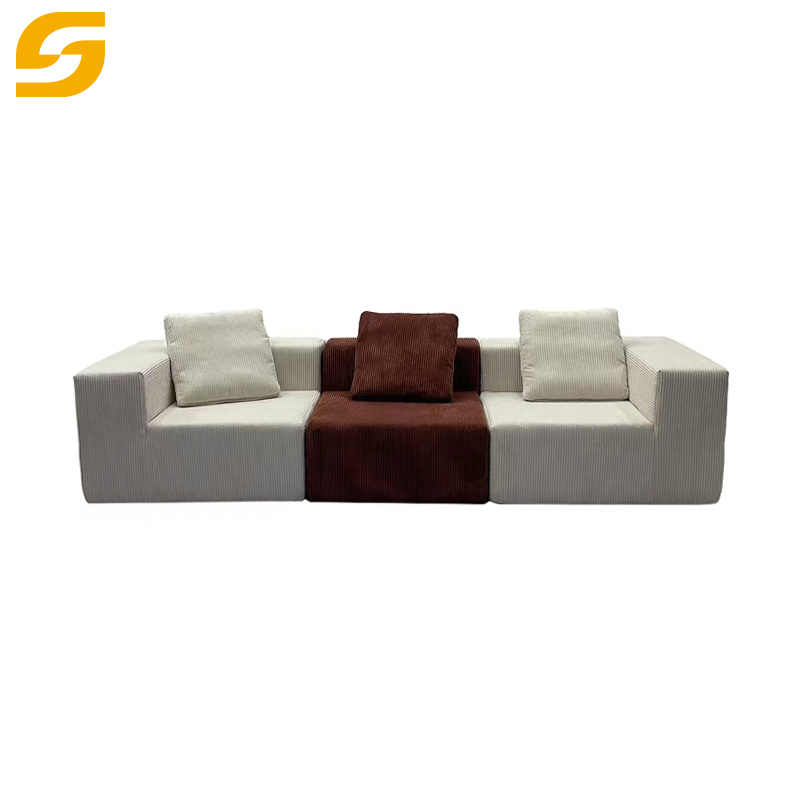 Modern Design High Density Foam Corduroy Fabric Living Room Home Furniture L Shape Modular Compression Sofa