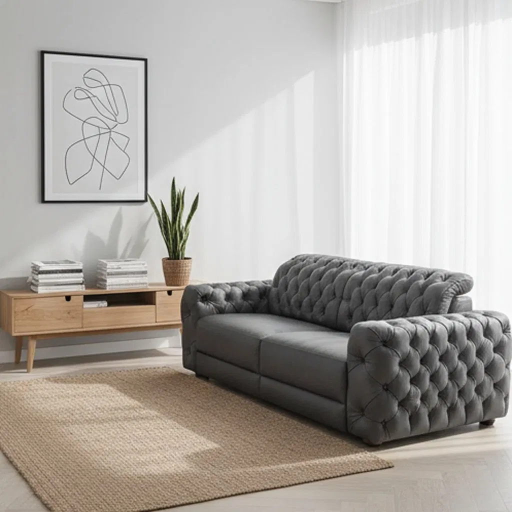 Multifunctional Chesterfield Style 3 1 Sofa Set Office Villa Power Headrest Sectional Living Room Furniture Power Electric Recliner Sofa