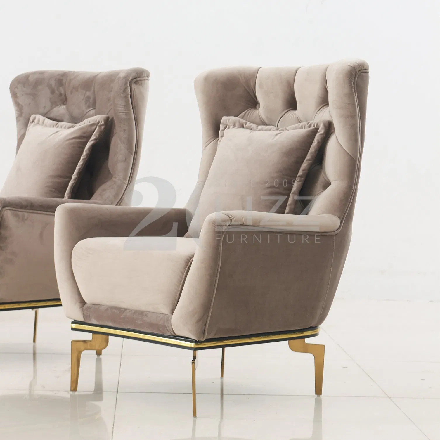 Modern Luxury Living Room Furniture Tufted Velvet Fabric 3 Seater Sofa &amp; Sofa Bed