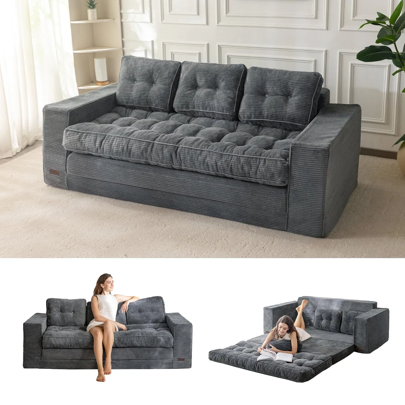 Factory Wholesale Multifunctional Foldable Pull-out Loveseat Sleeper Compressed Sofa