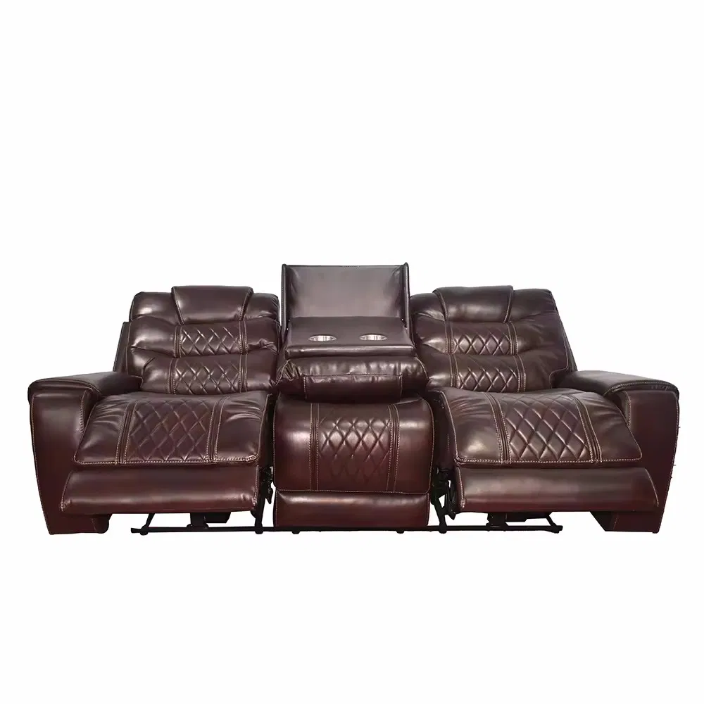 Huayang Leather Sofa Furniture Electric Reclining Sofa Set for Living Room