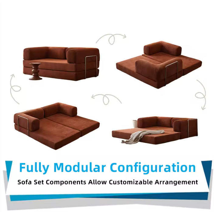 Convertible Sofa Bed Folding Sleeper Sofa with Fixed-Shape Frame Boneless Couch for Living Room Bedroom Floor Sofa Lounge