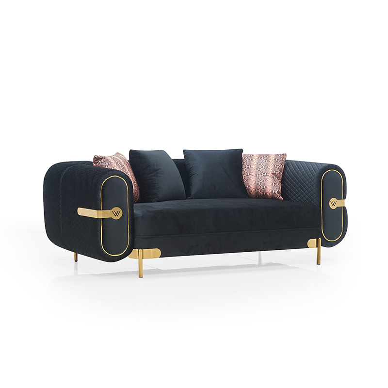 Living Room Hot Sale Light Luxury Velvet Fabric Sofa with Metal Feet