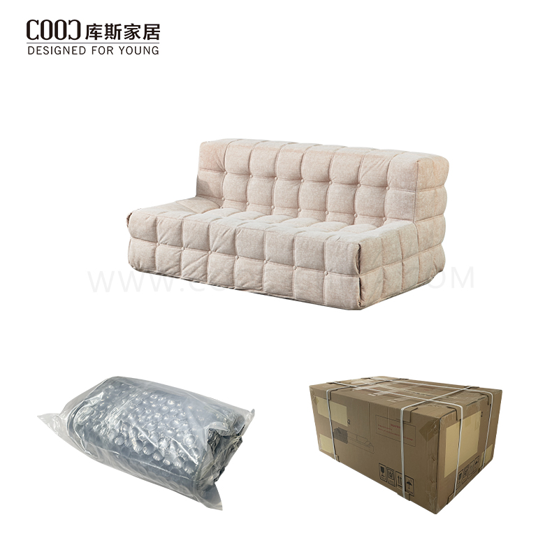 Vacuum Compression Cozy Chesterfield Design Sofa Couch Set Morden Beige Velvet Fabric Tufted Lazy Three Seater Sofa