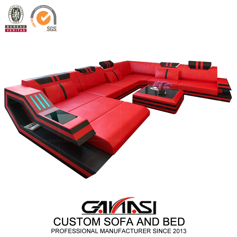 Modern Home U Shape Leisure Living Room Furniture Leather Sofa