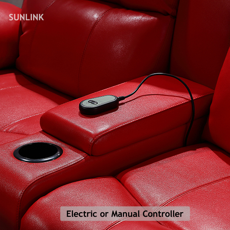 Luxury Living Room Furniture Leather Cinema Sofa with Table Board