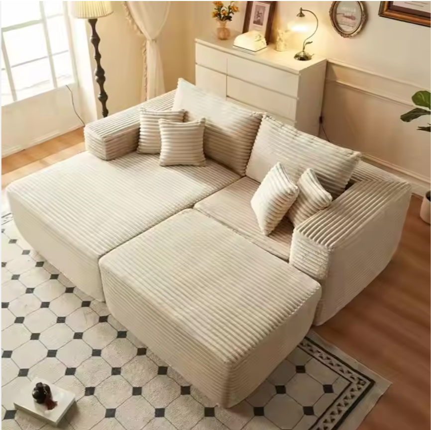 Modular Couch with Chaise Ottoman Sleeper Sofa Compression Sofa Bed in a Box High Density Foam Flexible Sofa Set