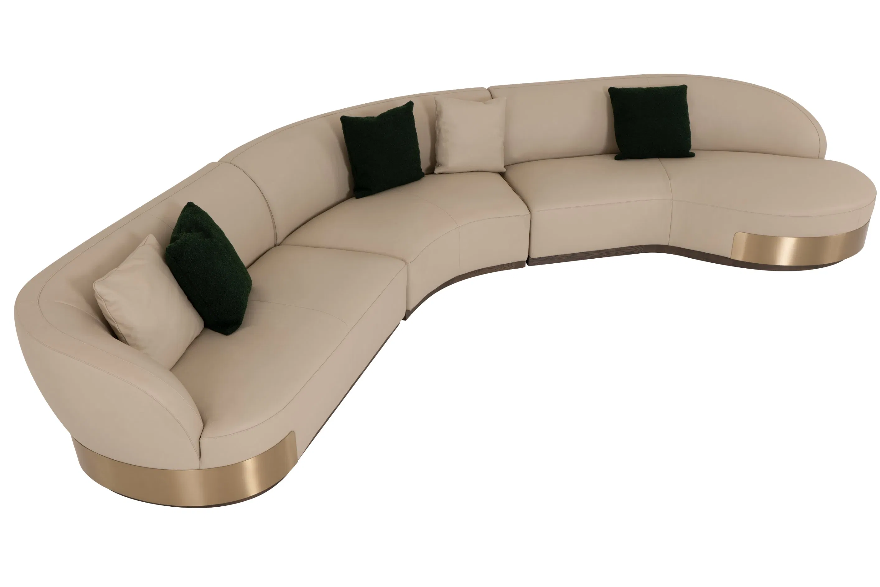 Modern Trendy Large Sized Handcrafted Curved Arc Shaped Leather Light Luxury Sofa