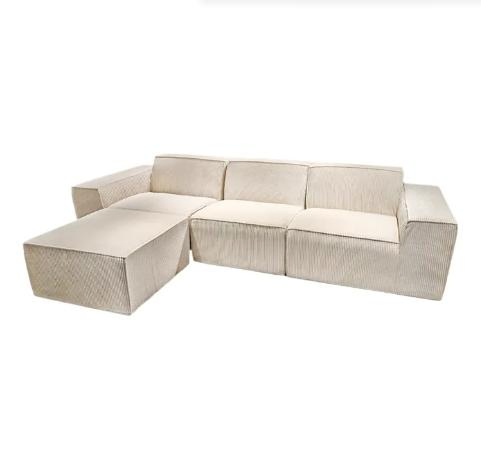 Flannelette Living Room Home Furniture L-Shaped Sofa in Modern Design