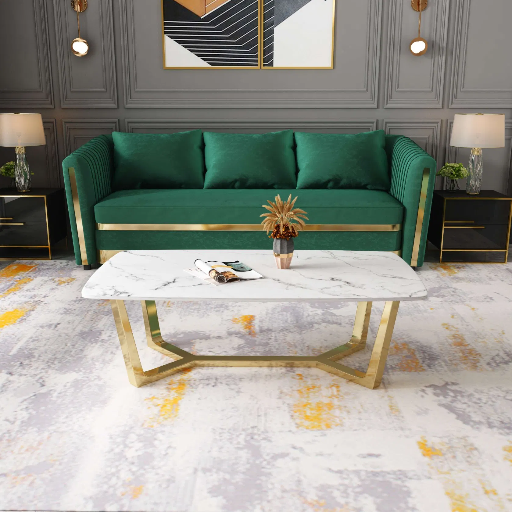 Low Price 1+3 Modern Corner Sleeper Bed Sofa Leather Luxury Home Furniture