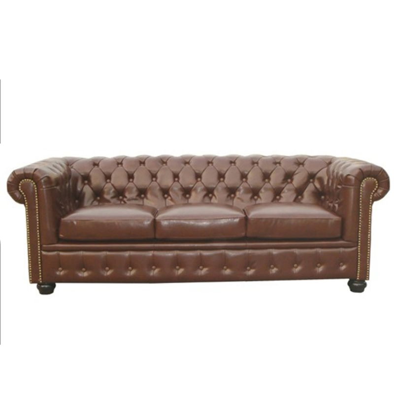 Huayang Leather Living Room Set Modern Leather Elegant Upholstered Sofa Chesterfield Sofa