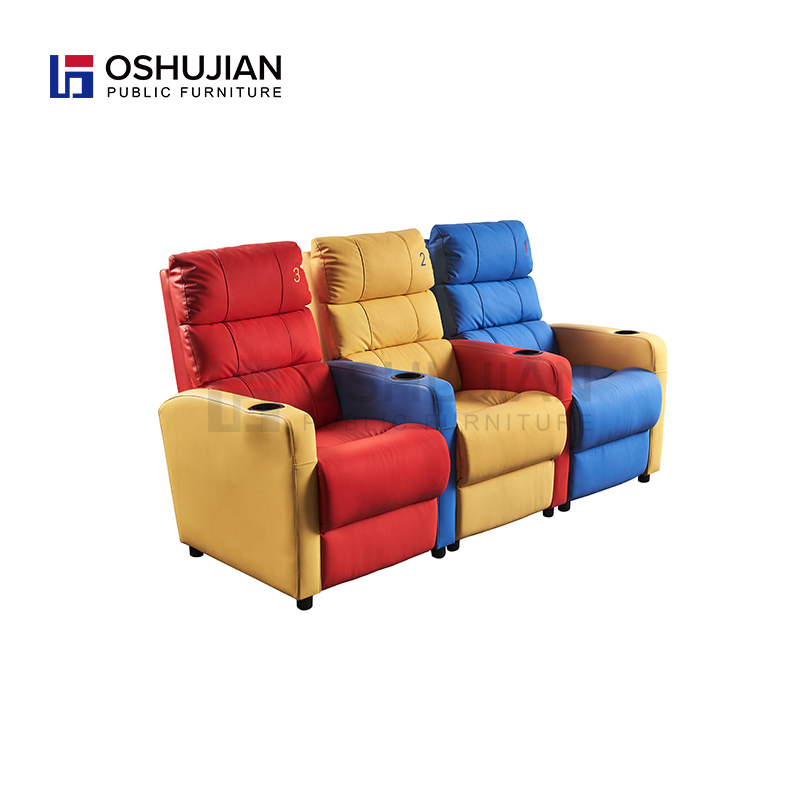Hot Sale Color Matching Sofa Customized Leather Seat Reclining Sofa for Theater Cinema Sofa Chairs Asiento De Cine