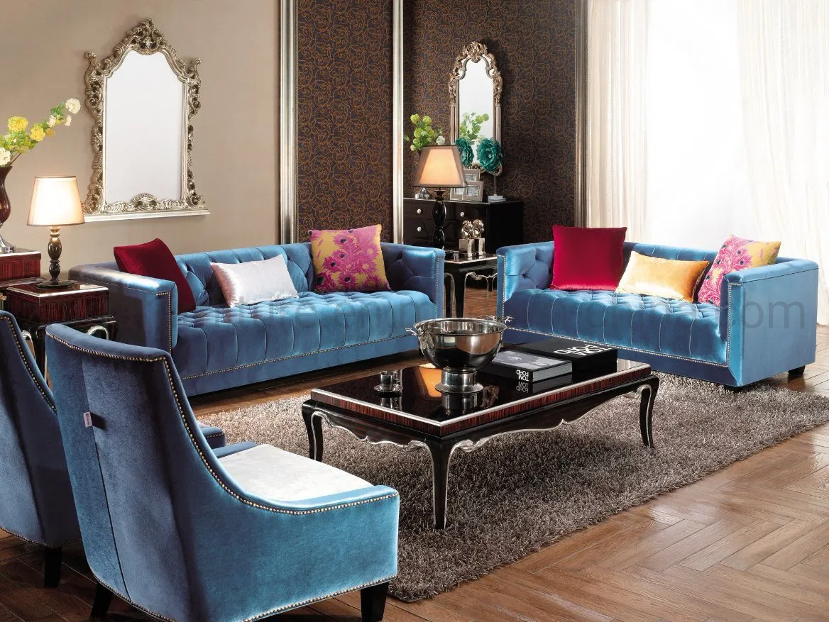 Modern Classic Velvet Fabric Chesterfield Sofa