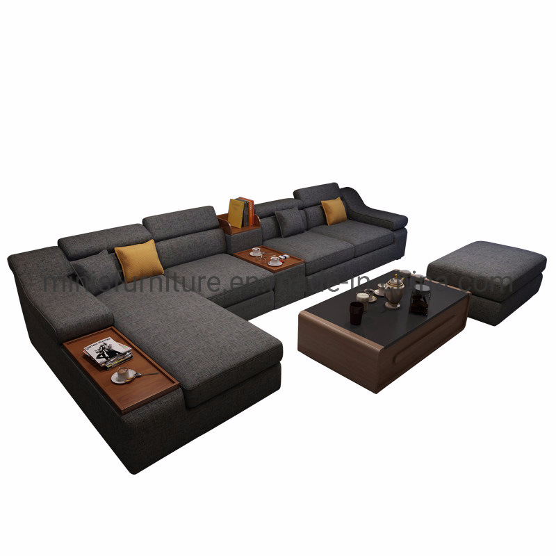 (MN-SF43) Factory Modern Grey Fabric Living Room L-Shaped Sofa