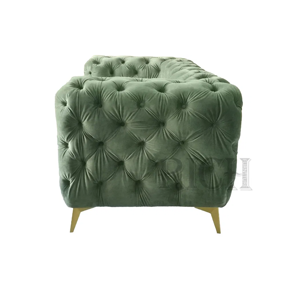 Italy Luxury Furniture Sofa 2 Seat Loveseat Velvet Fabric Chesterfield Sofa
