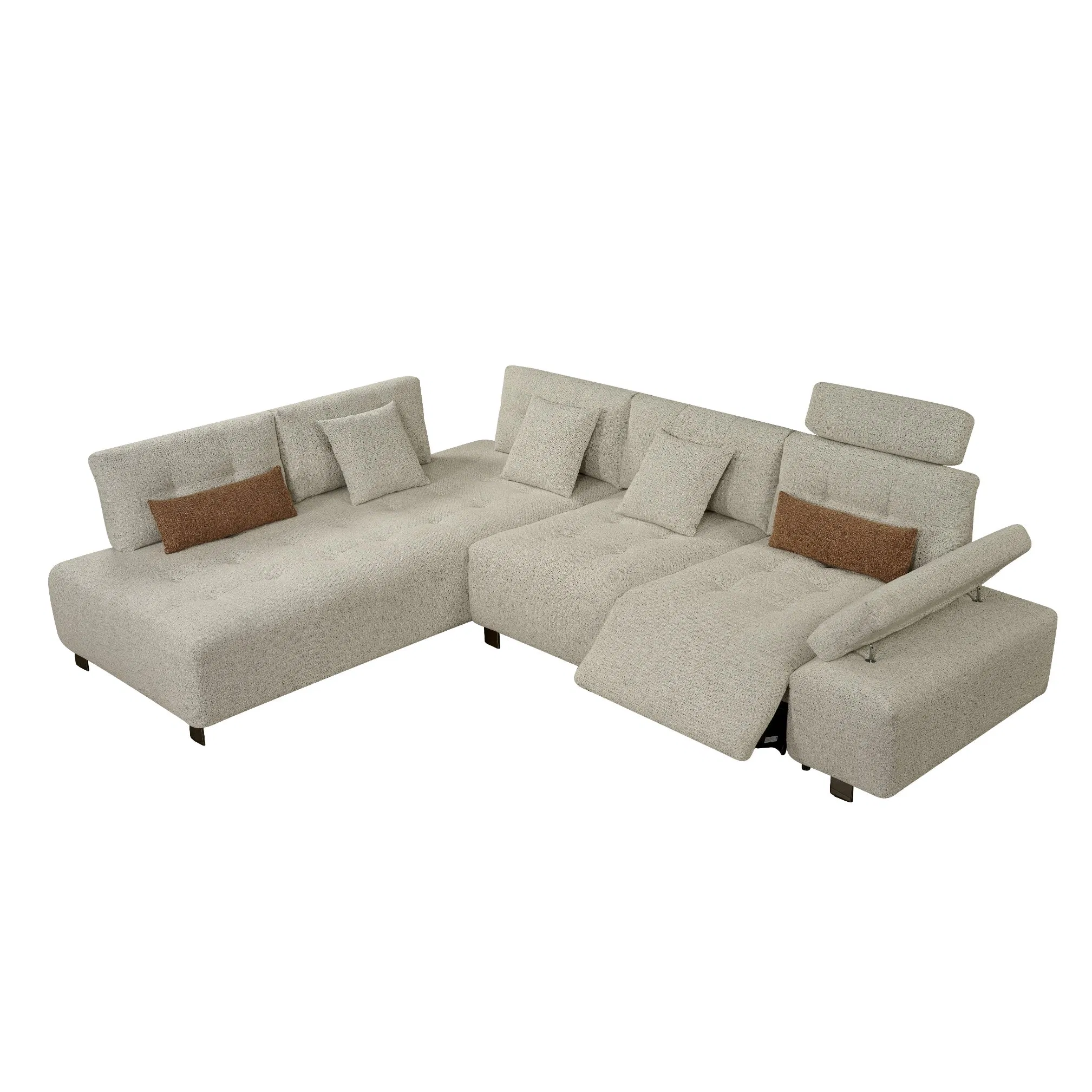 Wholesale Modern High Back Recliner Leisure Fabric L Shaped Corner Sectional Couch Sofa for Home Living Room Furniture