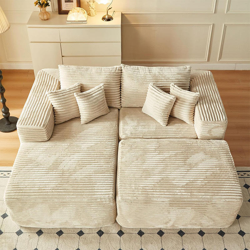 Modular Couch with Chaise Ottoman Sleeper Sofa Compression Sofa Bed in a Box High Density Foam Flexible Sofa Set