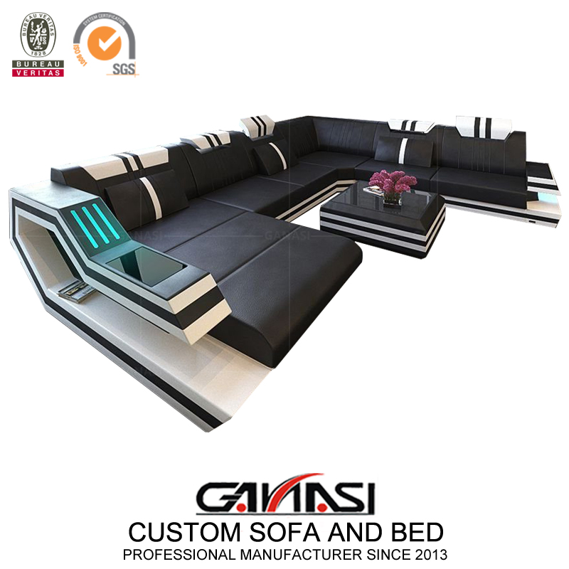 Modern Home U Shape Leisure Living Room Furniture Leather Sofa