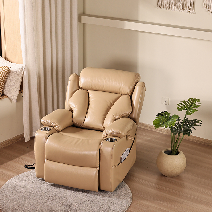 Luxury Heated Wooden Sofa Chair Adjustable Recliner Leather Reclining Sofa