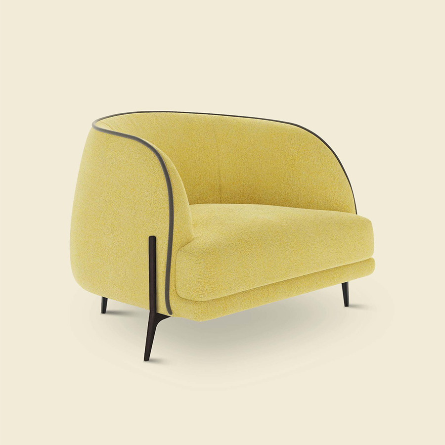 Zhida Home Furniture Round Modern Sectional Sofa Curved Design Fabric Italian Design Luxury Sofa Set Villa Living Room Metal Leg 1 2 3 Seater Leisure Sofa