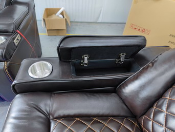 Power Reclining Sofa with LED Light in Leather Gel Material for Living Room Set