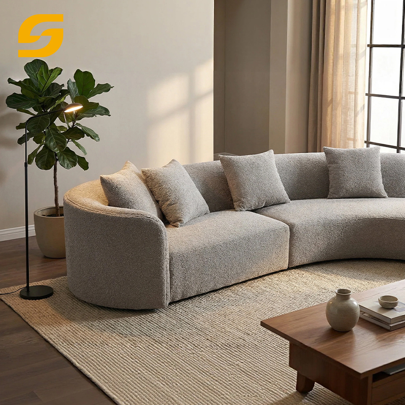 Modern Home Furniture Arc-Shaped Sectional Sofa Premium Comfort Curved Fabric Couch Living Room Sofa