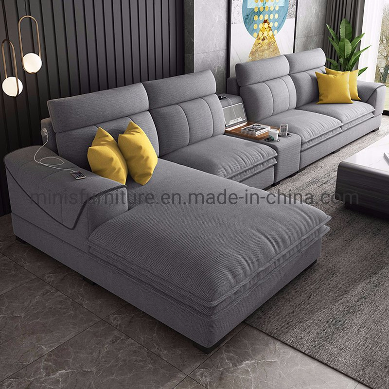 (MN-SF43) Factory Modern Grey Fabric Living Room L-Shaped Sofa