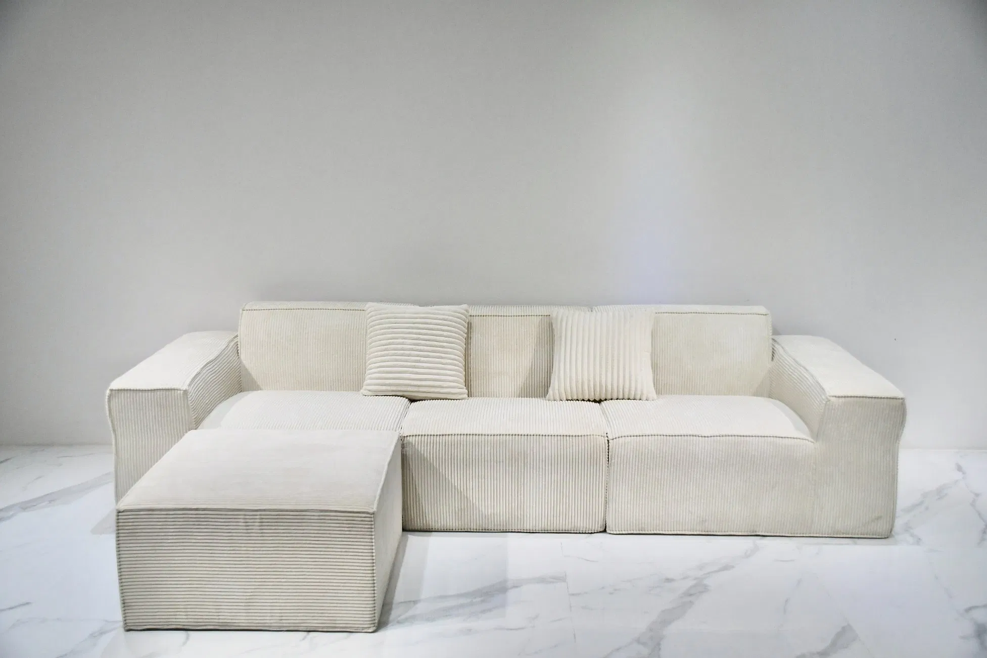 Flannelette Living Room Home Furniture L-Shaped Sofa in Modern Design