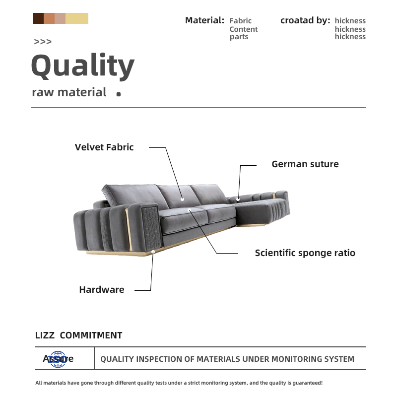 Foshan Wholesale Italian High-End Luxury Living Room Corner L-Shaped Velvet Fabric Sectional Sofa for Boutique Hotels