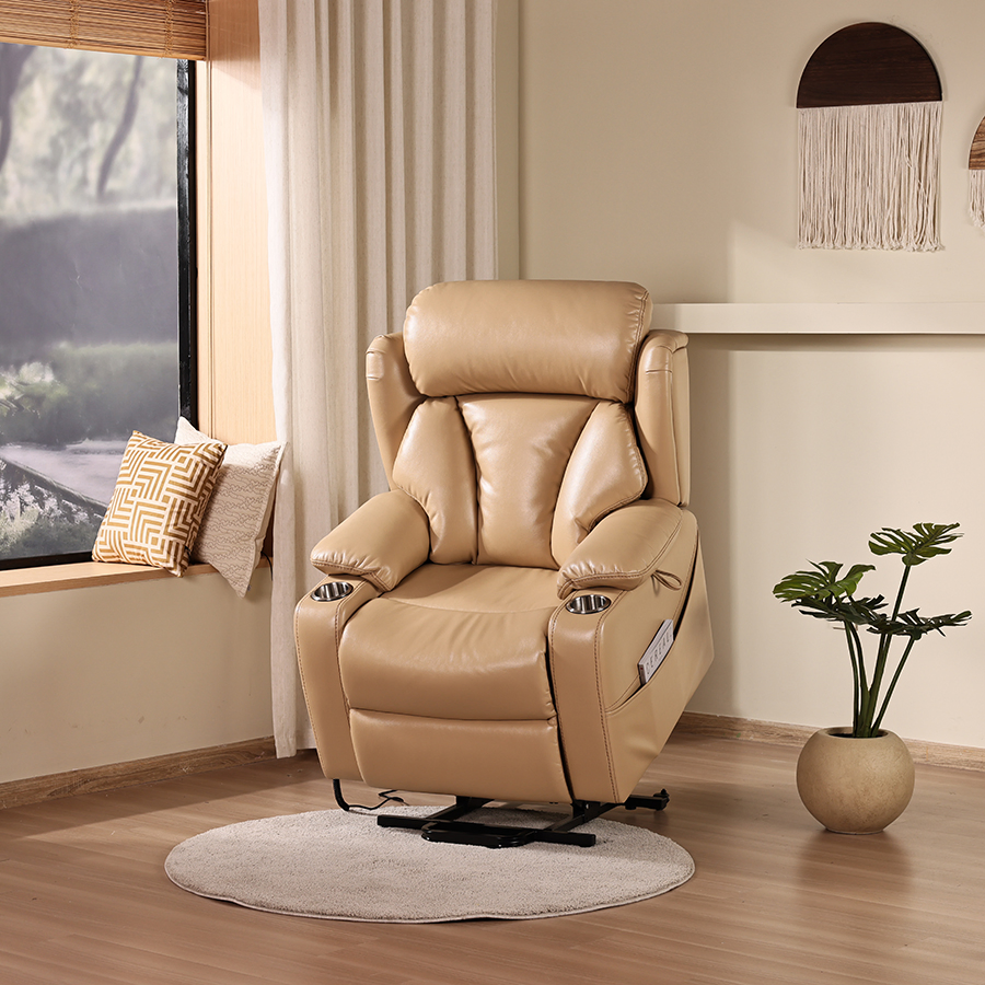 Luxury Heated Wooden Sofa Chair Adjustable Recliner Leather Reclining Sofa