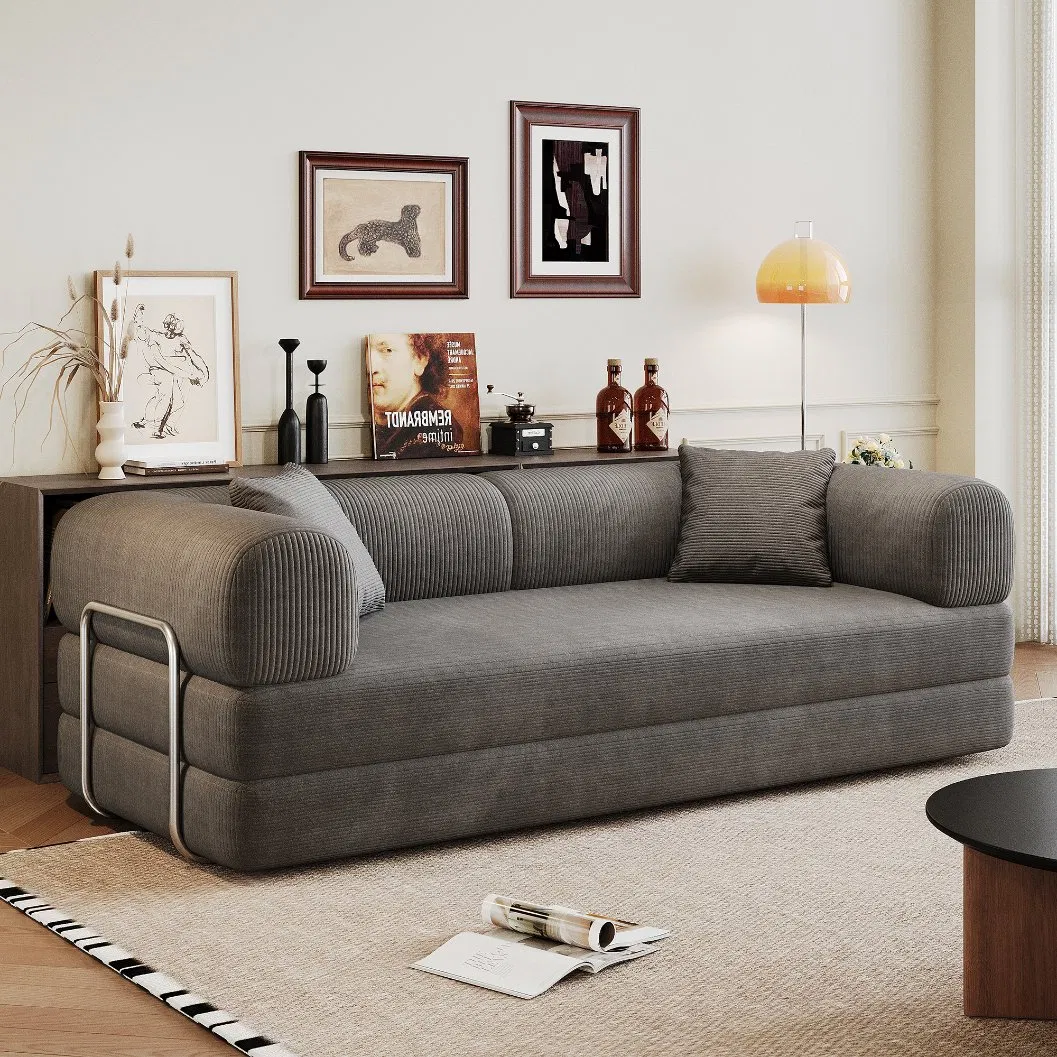 Cozy Compressed Sofa Bed with Soft Teddy Fabric for Save Storage