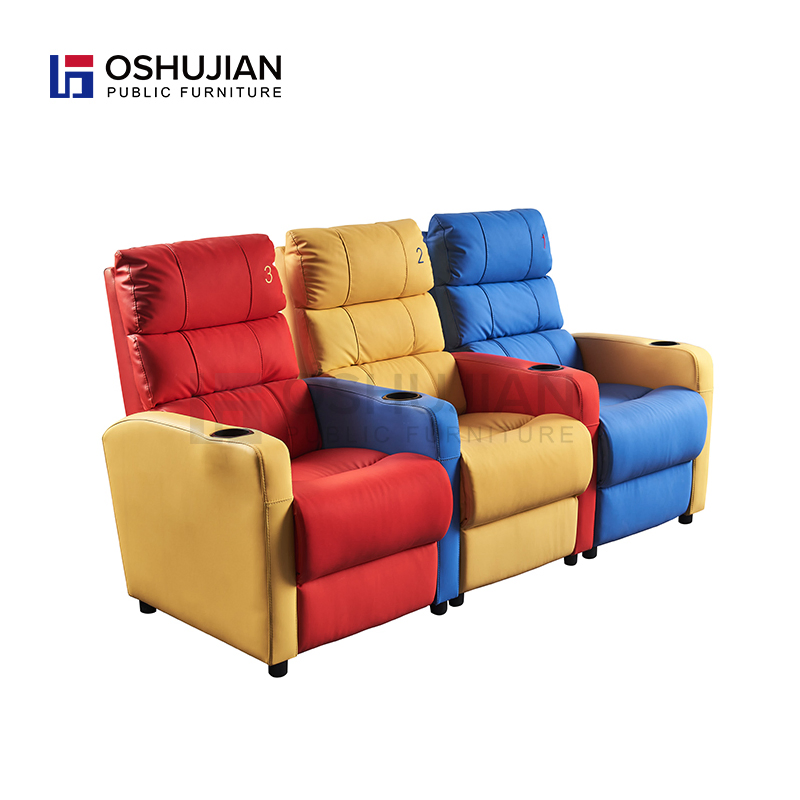 Hot Sale Color Matching Sofa Customized Leather Seat Reclining Sofa for Theater Cinema Sofa Chairs Asiento De Cine