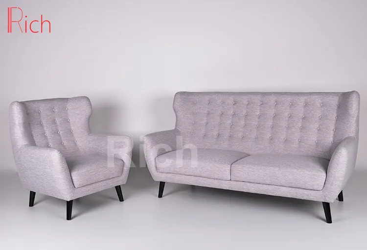 Grey Fabric Loveseat Details