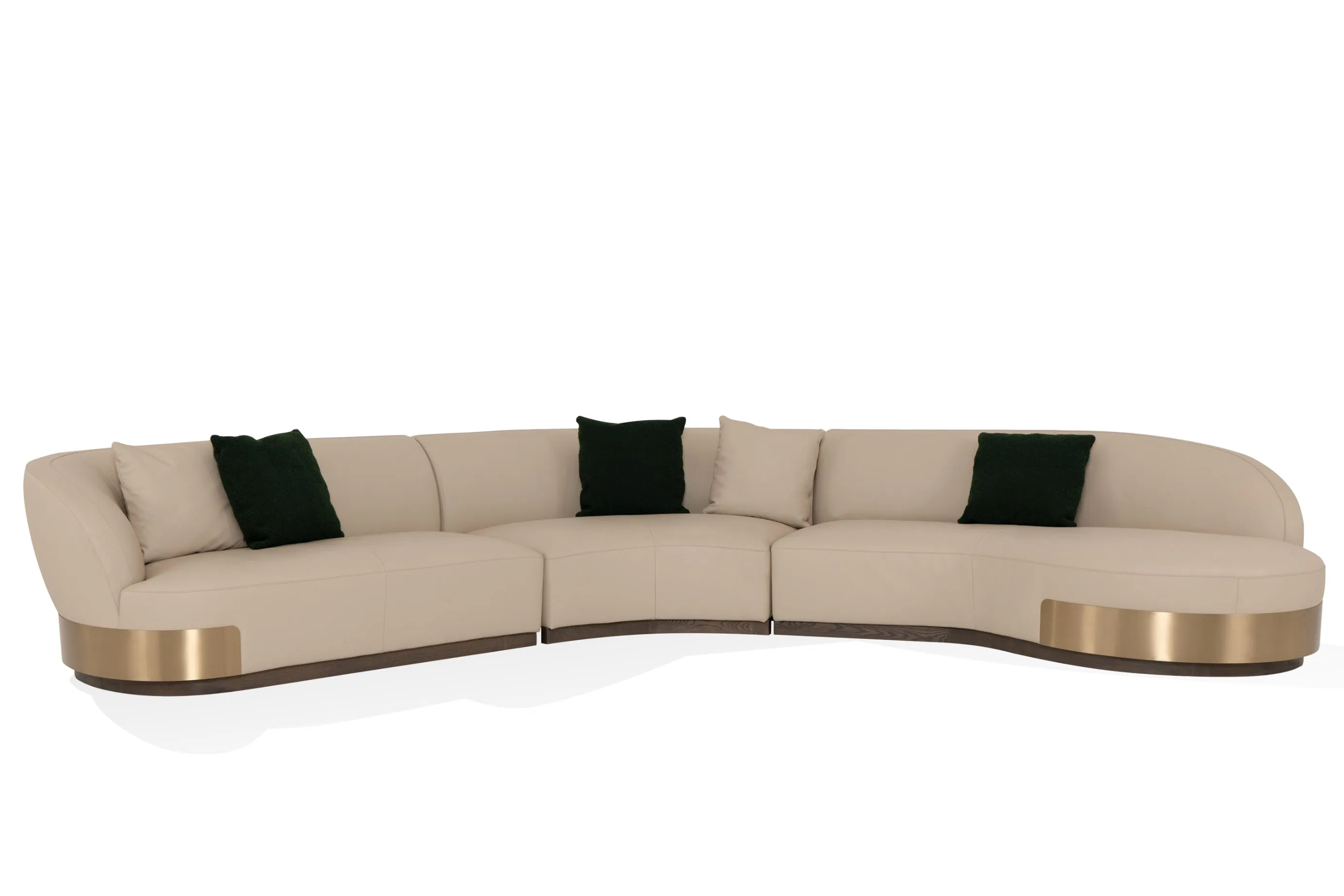 Modern Trendy Large Sized Handcrafted Curved Arc Shaped Leather Light Luxury Sofa