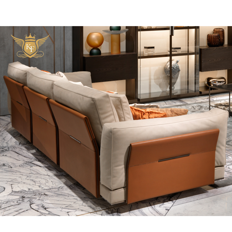 Living Room Sectional Leather Luxury Style Corner Lounge Sofa
