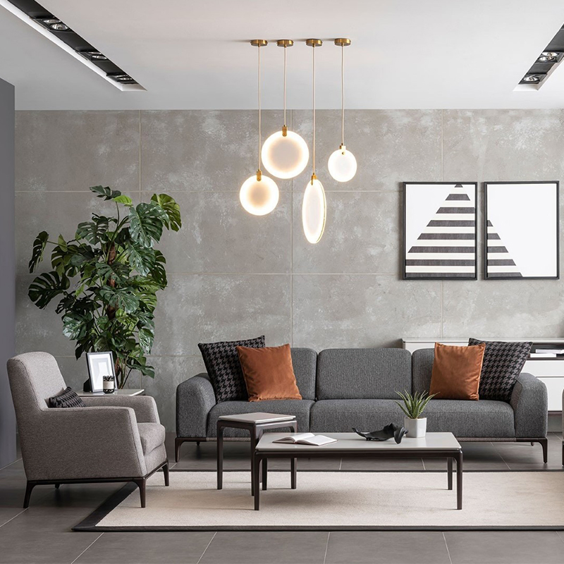 Italian Modern Living Room Furniture High End Leisure Modular Grey Linen Fabric Sofa Set Chair with Steel Frame for Home