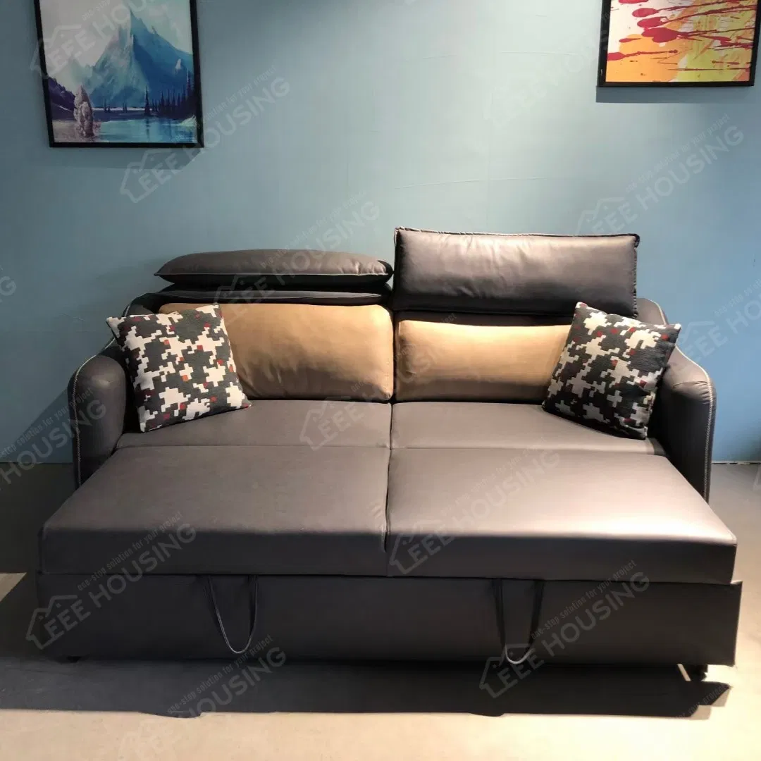 China Factory Supply 2/3 Seater Tech Fabric Sleeper Sofa with Pull-out Foldable Design Sofa Bed for Living Room Bedroom Furniture