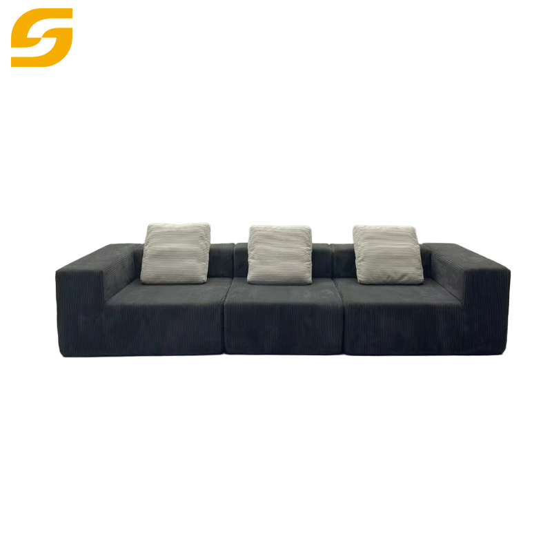 Modern Design High Density Foam Corduroy Fabric Living Room Home Furniture L Shape Modular Compression Sofa