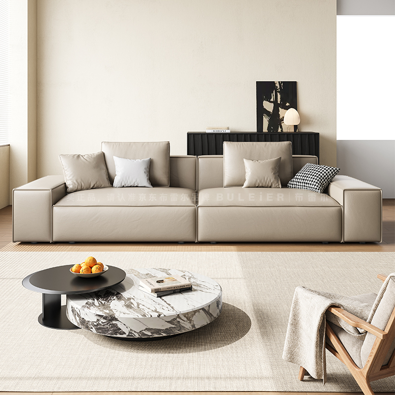 Simple Modern Living Room Function Luxury Large Apartment L-Shaped Corner Leather Sofa
