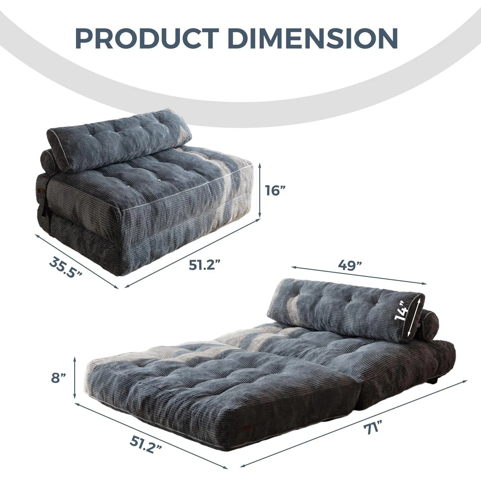 Folding Sofa Bed for Living Room Convertible Sleeper Chair Foldable Mattress Portable Sofa