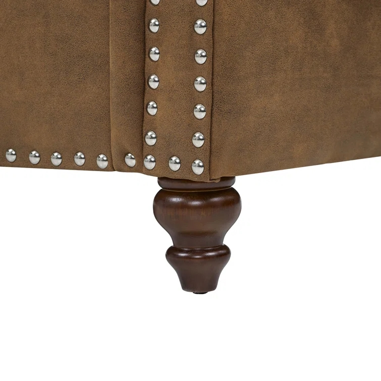 Vintage Chesterfield Genuine Leather Sofa with Cushion Brown Tufted Hotel Furniture Italian