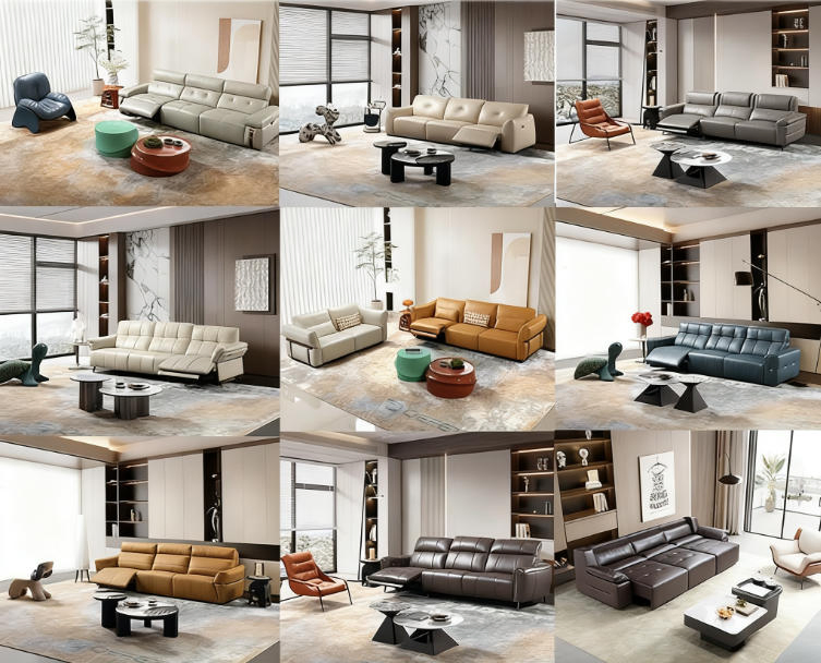 Customised Comfortable Soft Leather Luxury L-Shaped Sectional Living Room Cinema Sofa Couch Modular Recliner Sofa Set Furniture