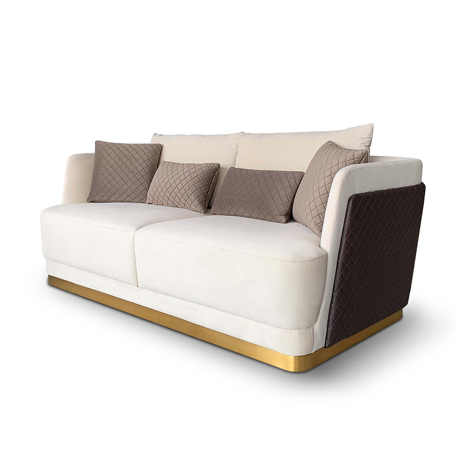 Zhida High Quality Home Furniture Velvet Fabric Seat Leather Frame Sofa Set Furniture Design Modern Luxury Villa Living Room 1 2 3 Seater Sofa for Home