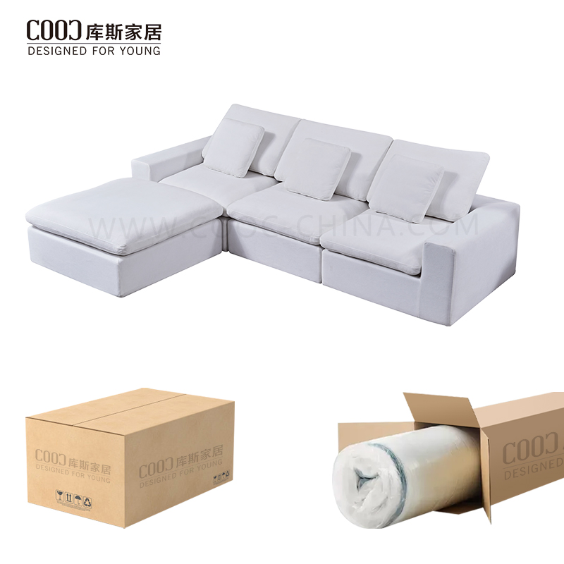 Modern Vacuum Sealed Packed Foam Couch Sectional Frameless Sofa Set Furniture L Shape Compressed Cloud Sofa