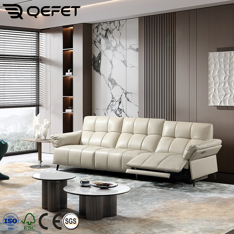 Modern Genuine Leather Sofas Power Recliner Sectional Sofa Set Living Room 3-Seater Reclining Couch Home Furniture