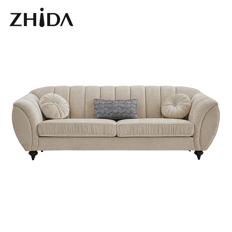 New Design Zhida Couch Home Living Room Furniture Luxury Velvet Fabric Sofa Set Modern 1 2 3 Seat Sectional Sofa