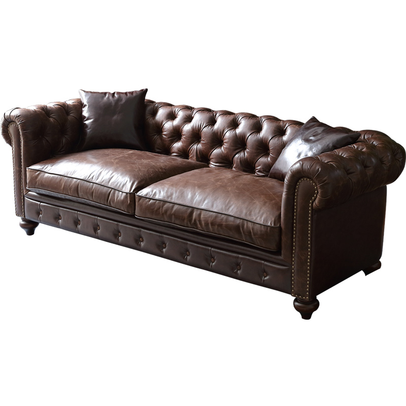 Luxury American Sofa Set Furniture Living Room Sofas Modern Leather Chesterfield Sofa